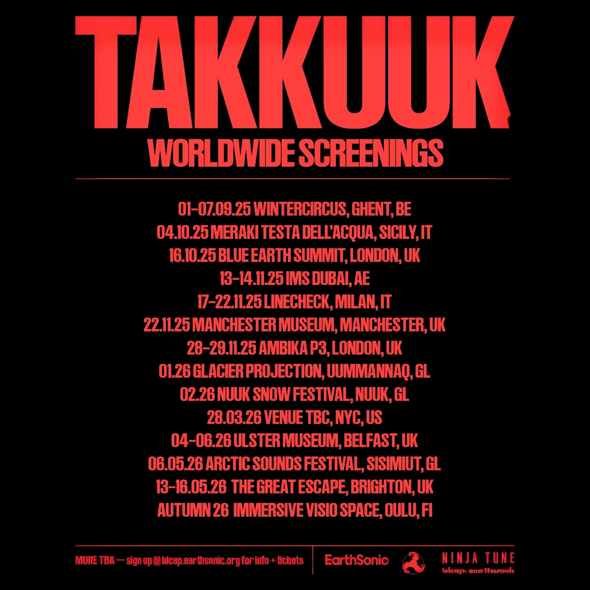 TAKKUUK ORIGINAL SOUNDTRACK + WORLDWIDE SCREENINGS ANNOUNCED.